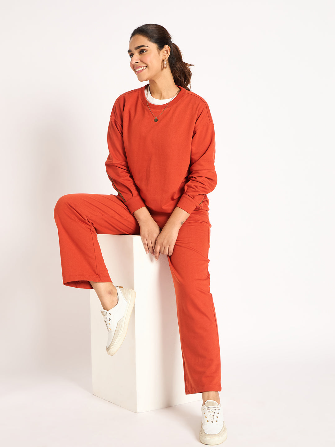 Rust Straight Fit Terry Track Pants