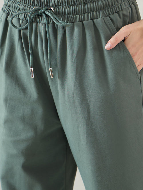 Green Half Zip Up Hooded Travel Set