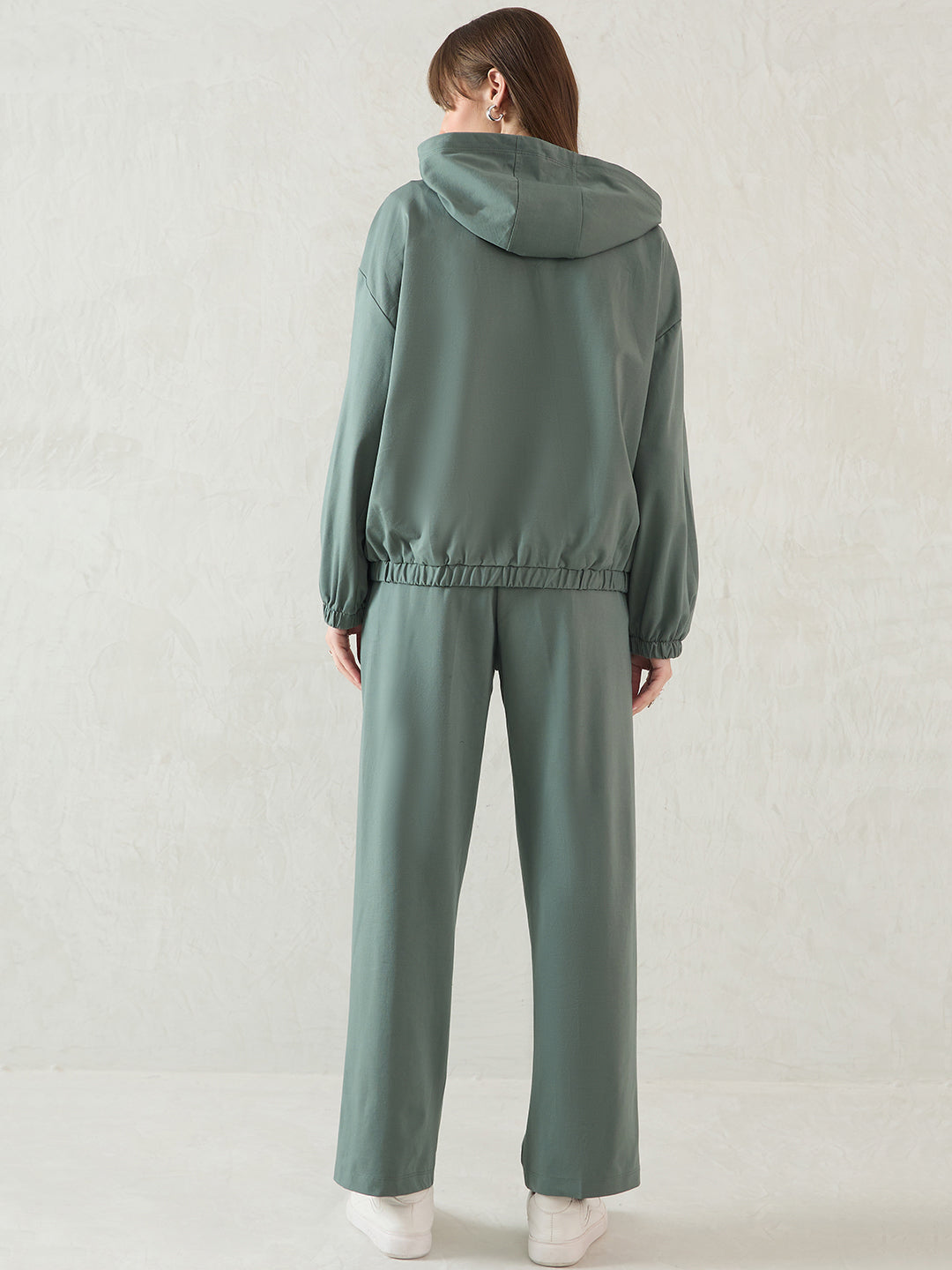 Green Half Zip Up Hooded Travel Set