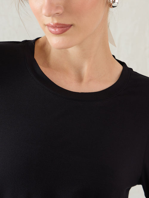 Bamboo Black Knit T-Shirt