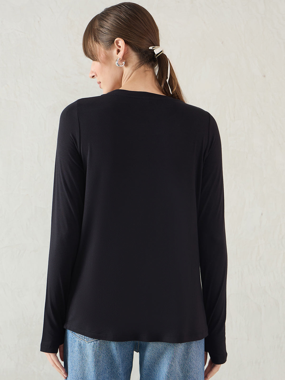 Bamboo Black Knit T-Shirt