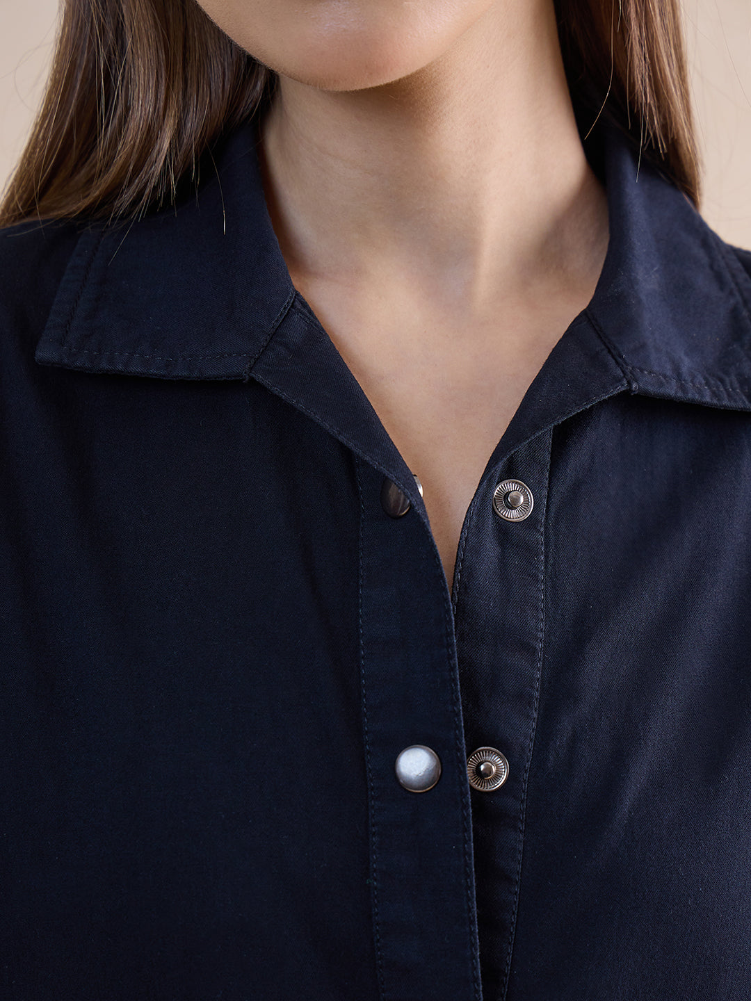 DenimClassic Black Maxi Shirt Dress