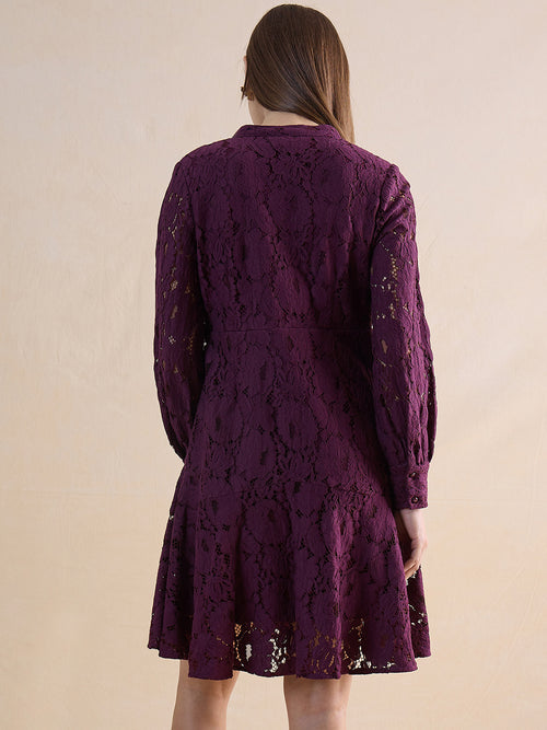 Wine Lace Mini Dress