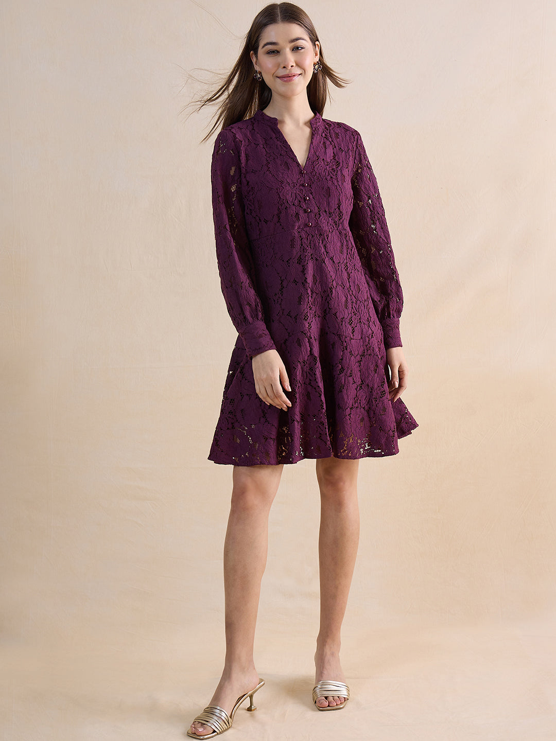Wine Lace Mini Dress