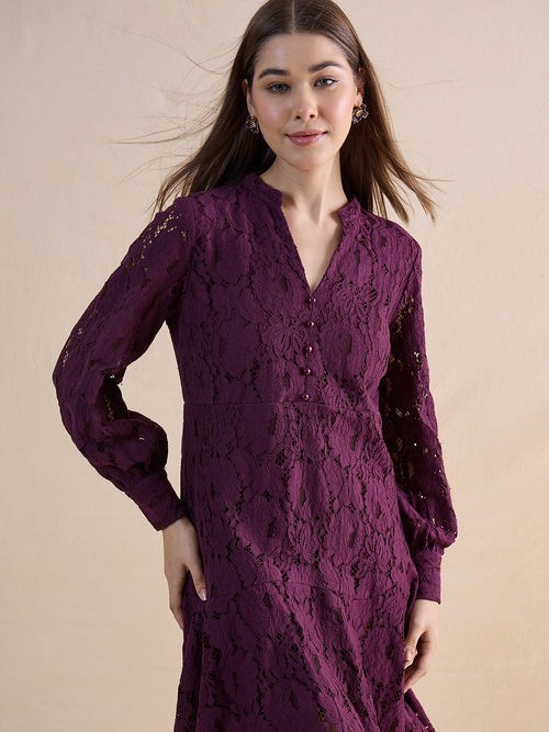 Wine Lace Mini Dress