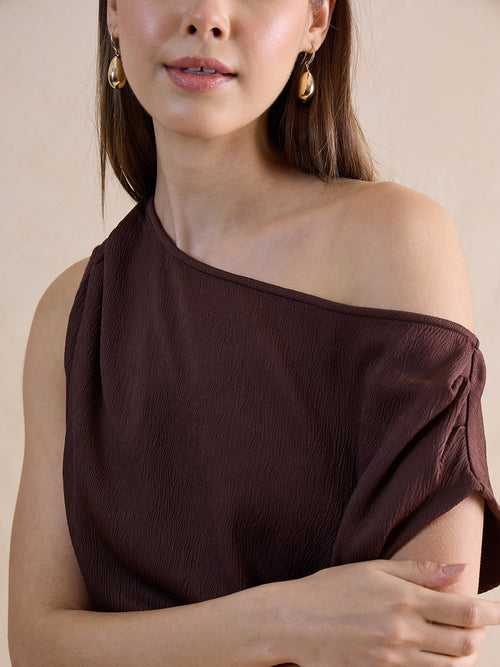 Coffee Brown One Shoulder Skirt Co-Ord