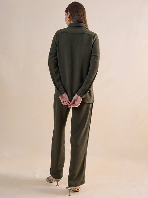 Olive Drape Shirt Co-Ord