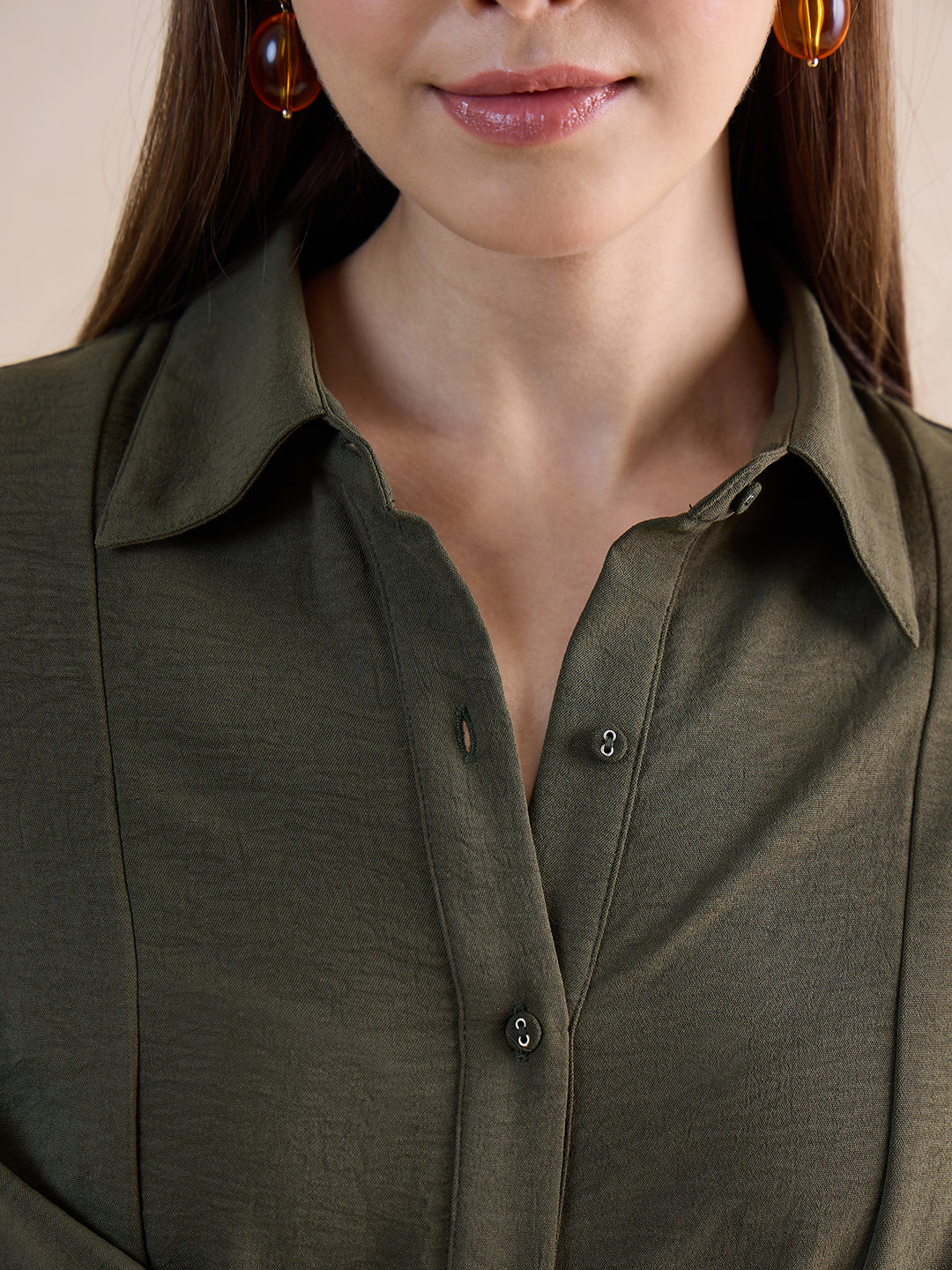 Olive Drape Shirt Co-Ord