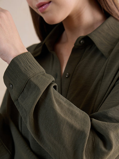 Olive Drape Shirt Co-Ord