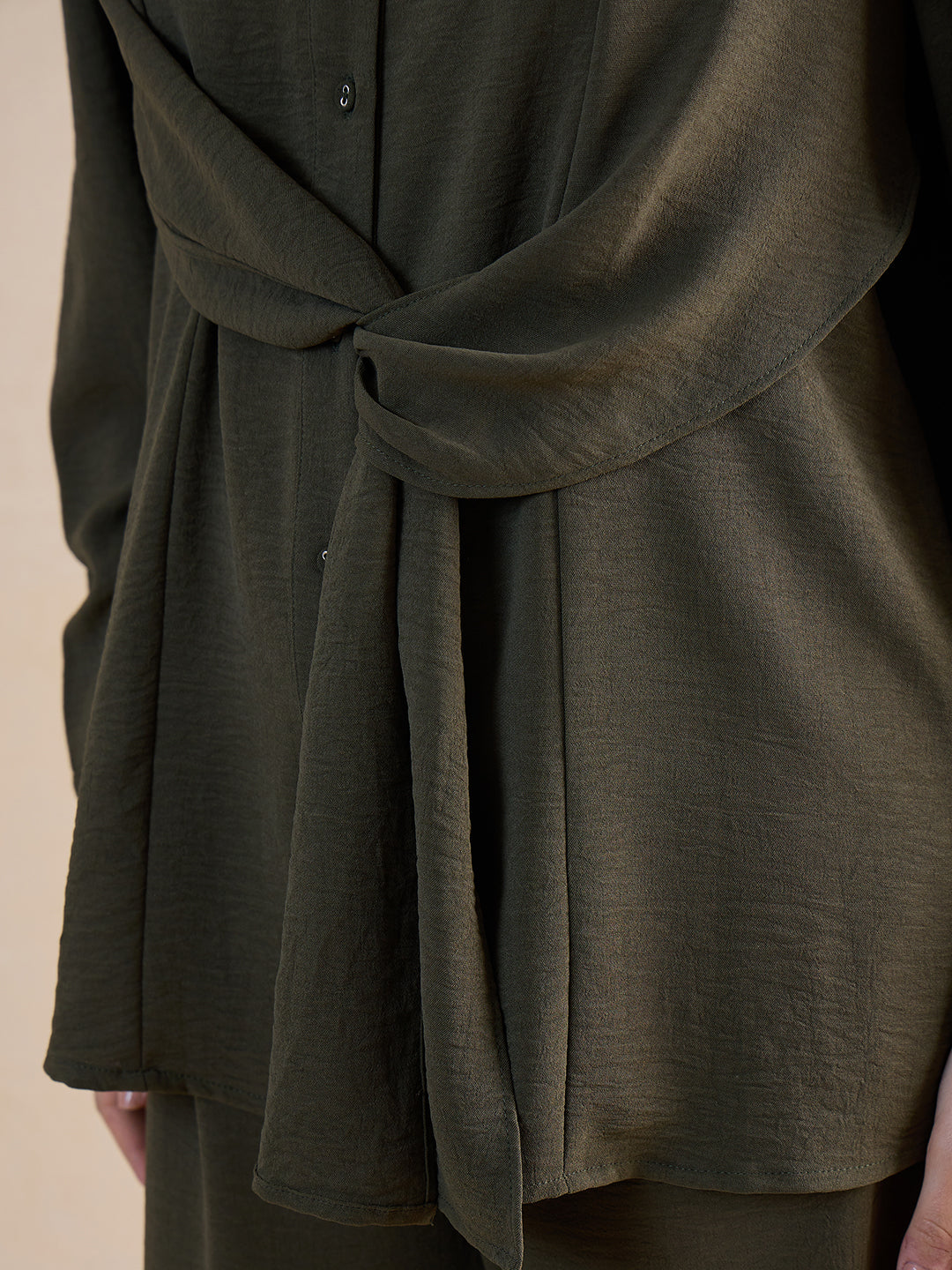Olive Drape Shirt Co-Ord