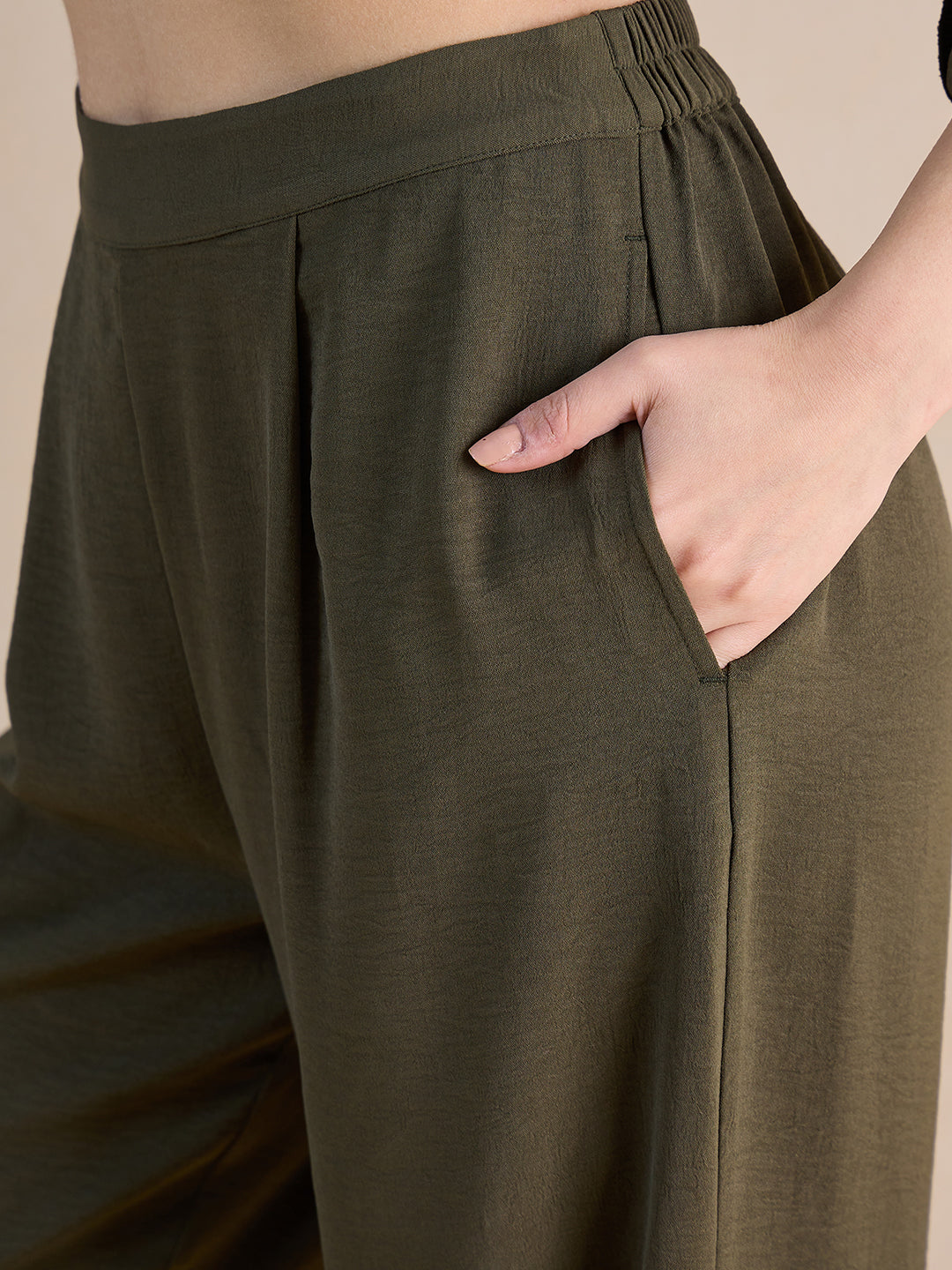 Olive Drape Shirt Co-Ord