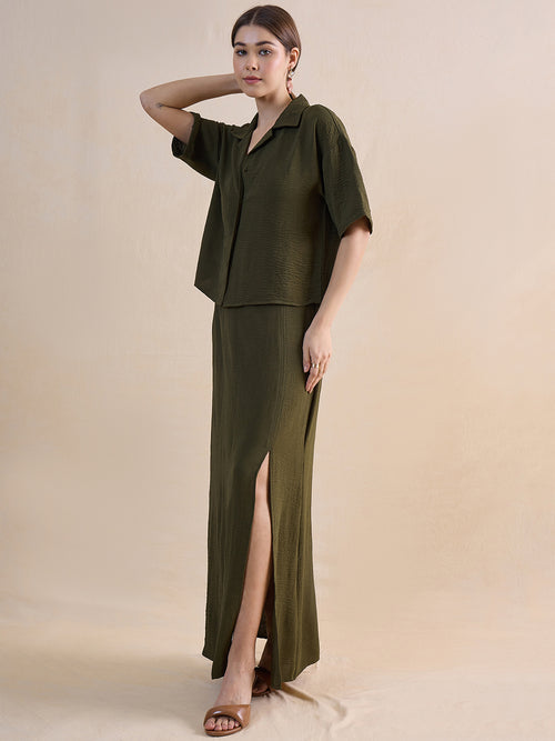 Olive Skirt Co-Ord Set