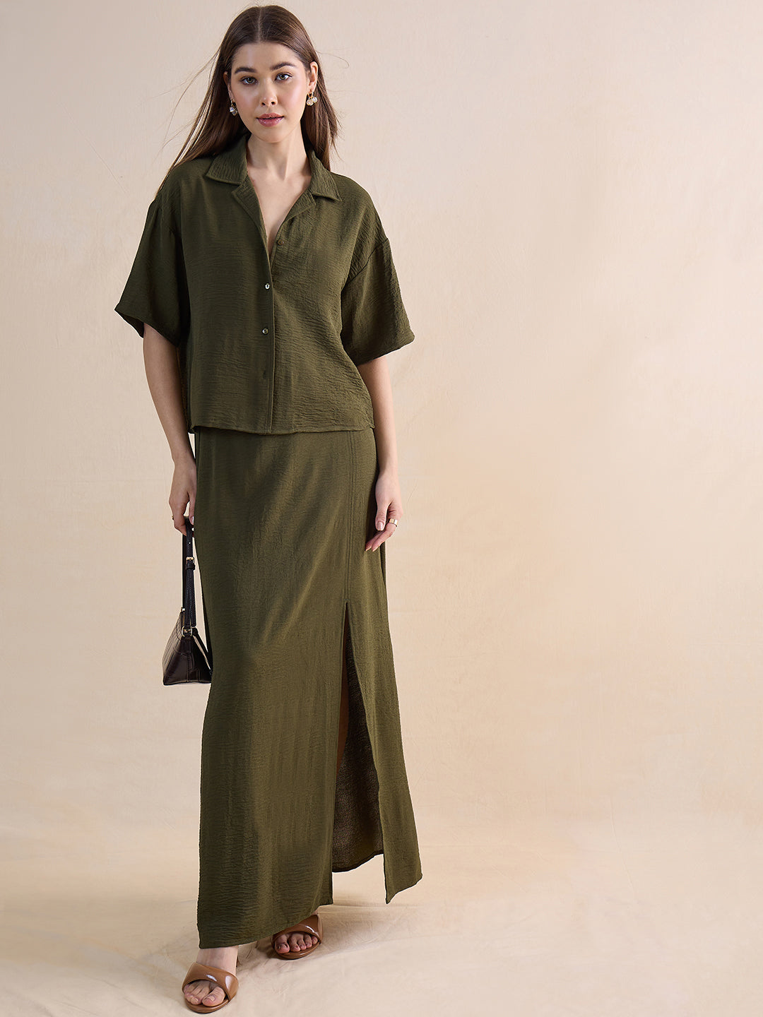 Olive Skirt Co-Ord Set