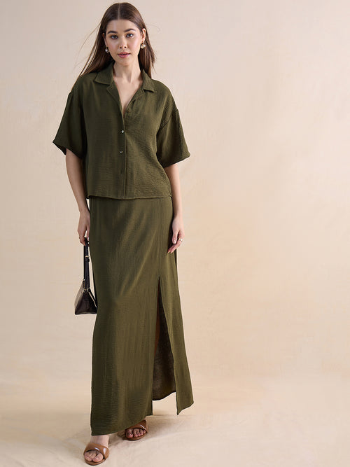 Olive Skirt Co-Ord Set