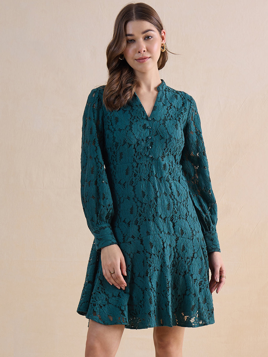 Green Lace Mini Dress