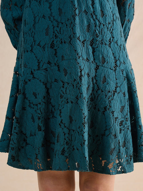 Green Lace Mini Dress