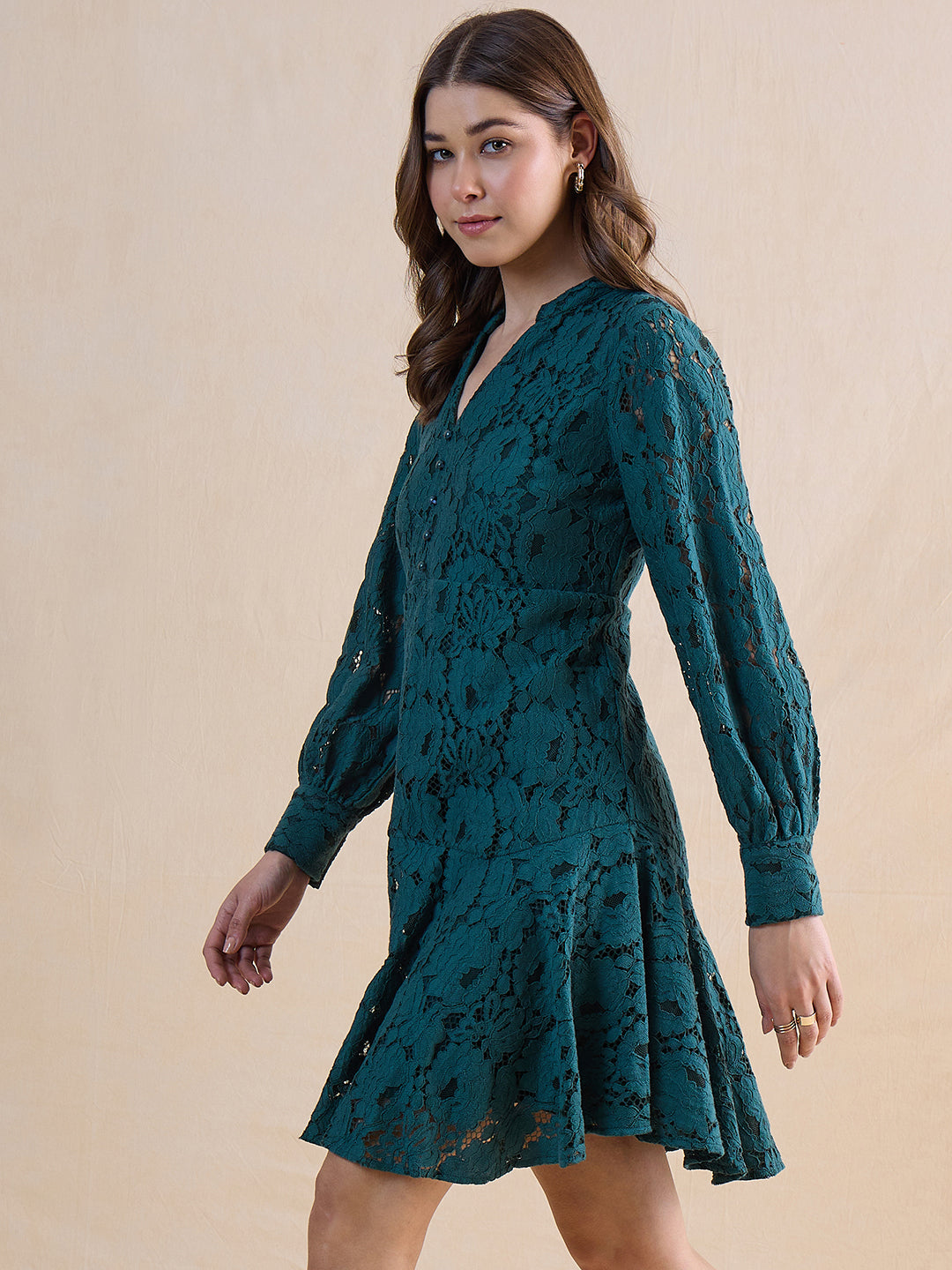 Green Lace Mini Dress