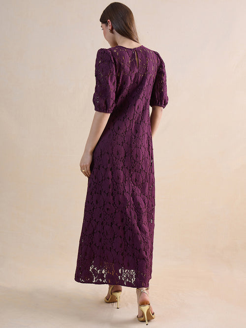 Wine Lace Maxi Dress