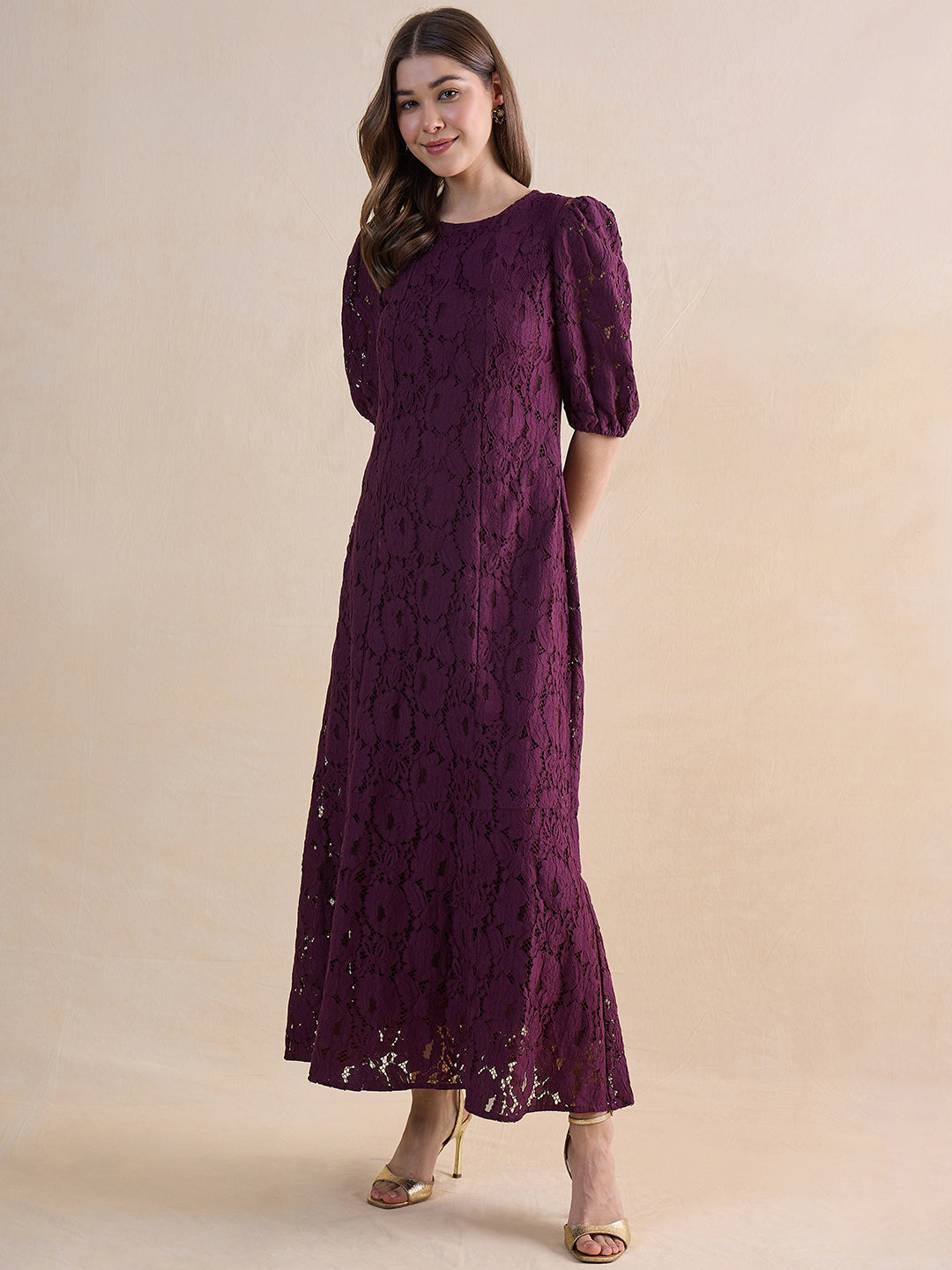 Wine Lace Maxi Dress