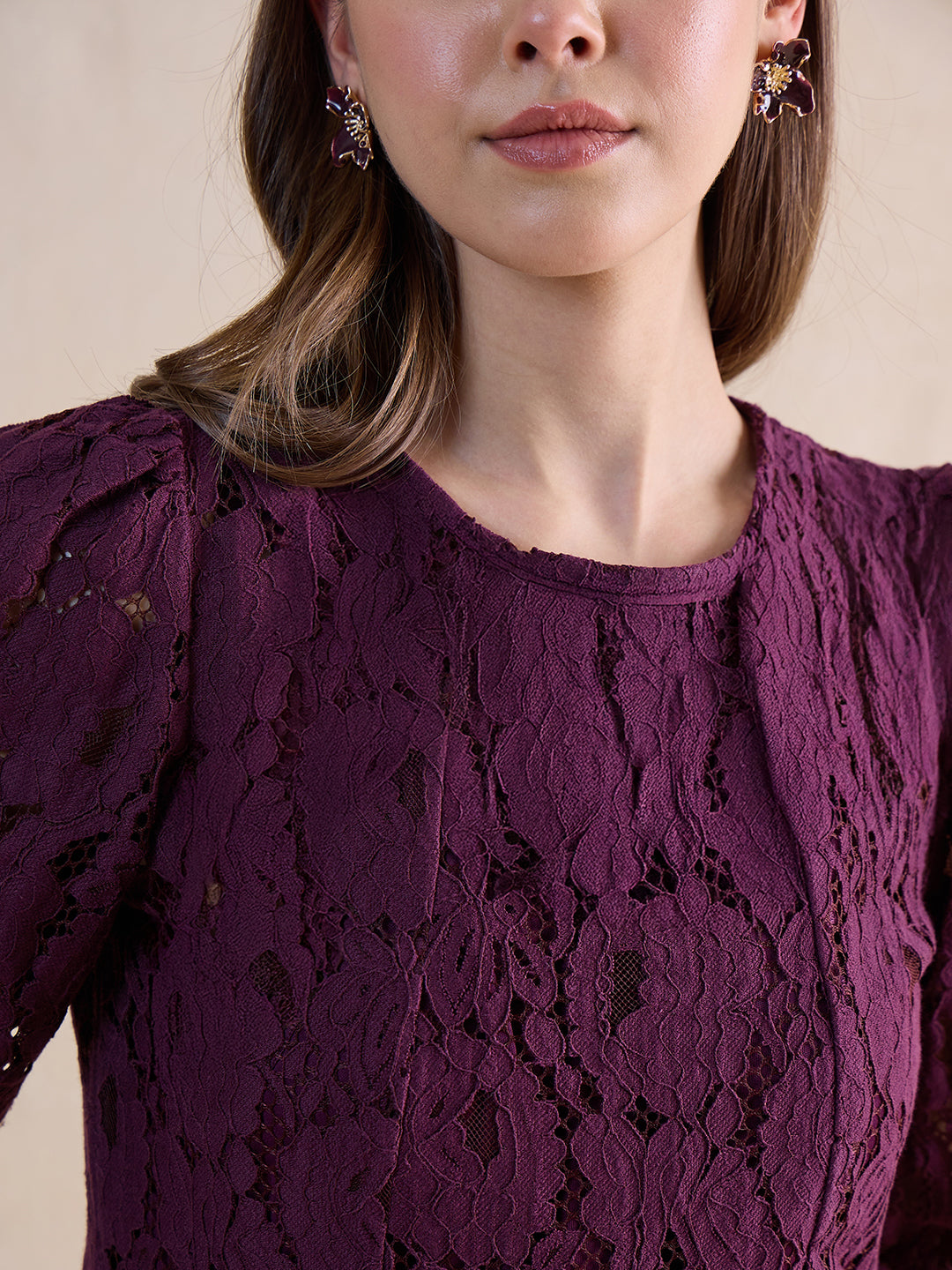 Wine Lace Maxi Dress