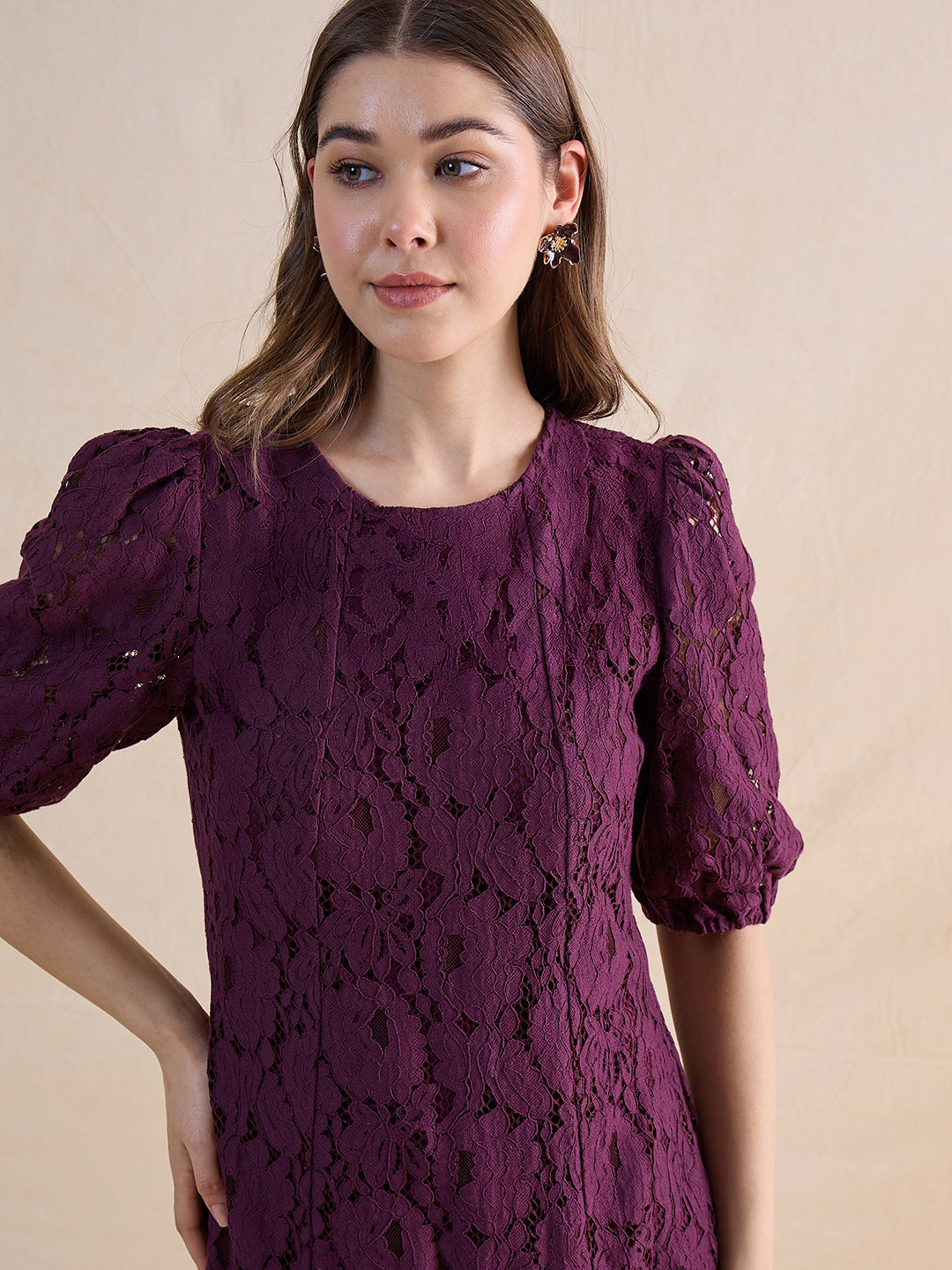 Wine Lace Maxi Dress