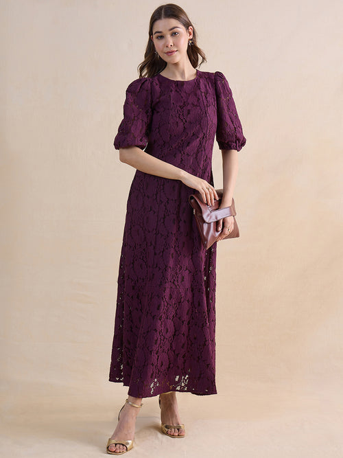 Wine Lace Maxi Dress