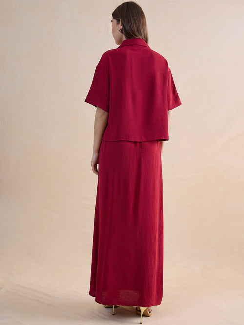 Deep Red Skirt Co-Ord Set
