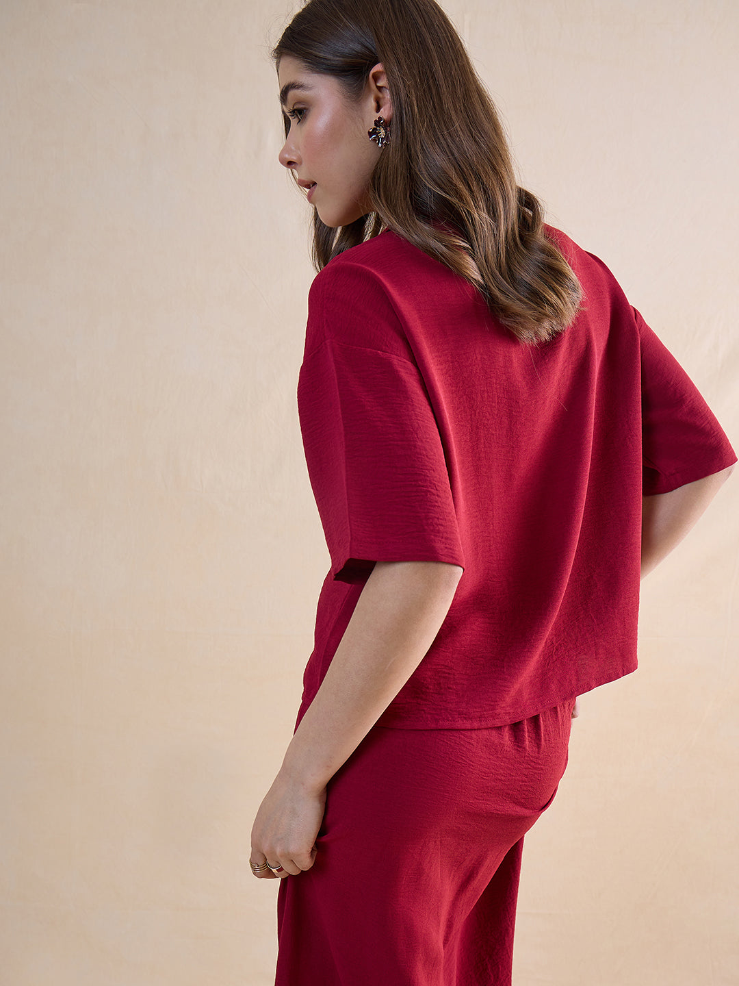 Deep Red Skirt Co-Ord Set