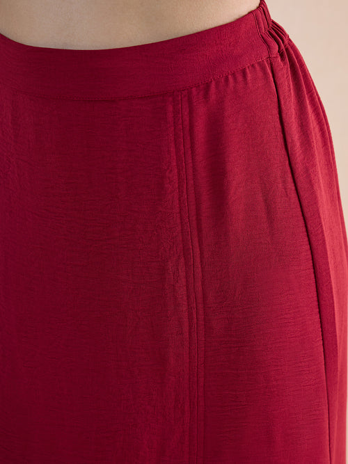 Deep Red Skirt Co-Ord Set