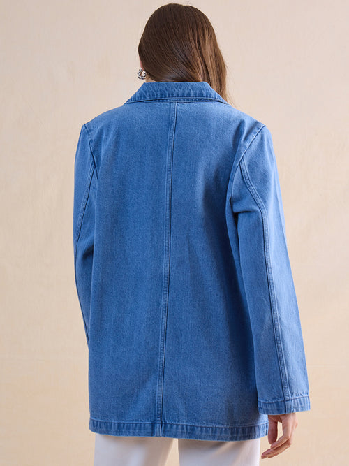 Mid Blue Denim Blazer