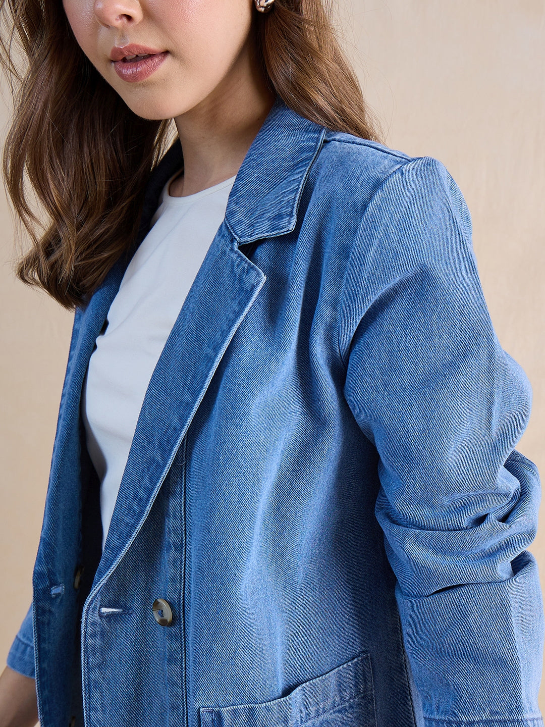 Mid Blue Denim Blazer