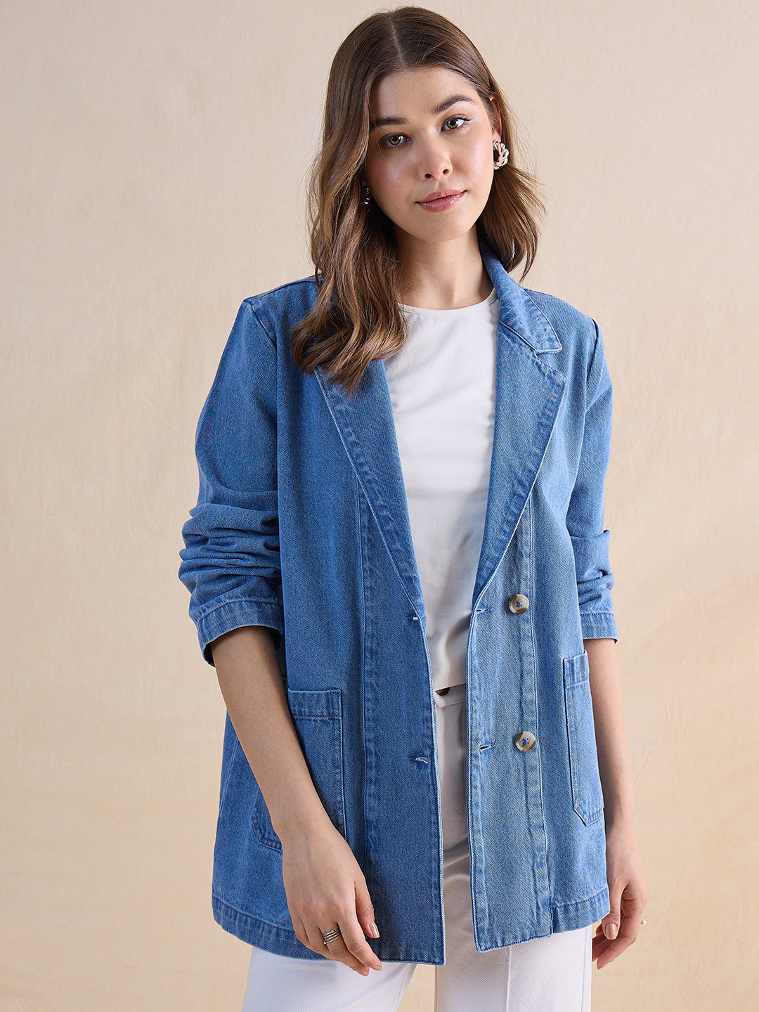 Mid Blue Denim Blazer