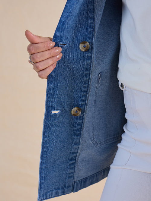 Mid Blue Denim Blazer