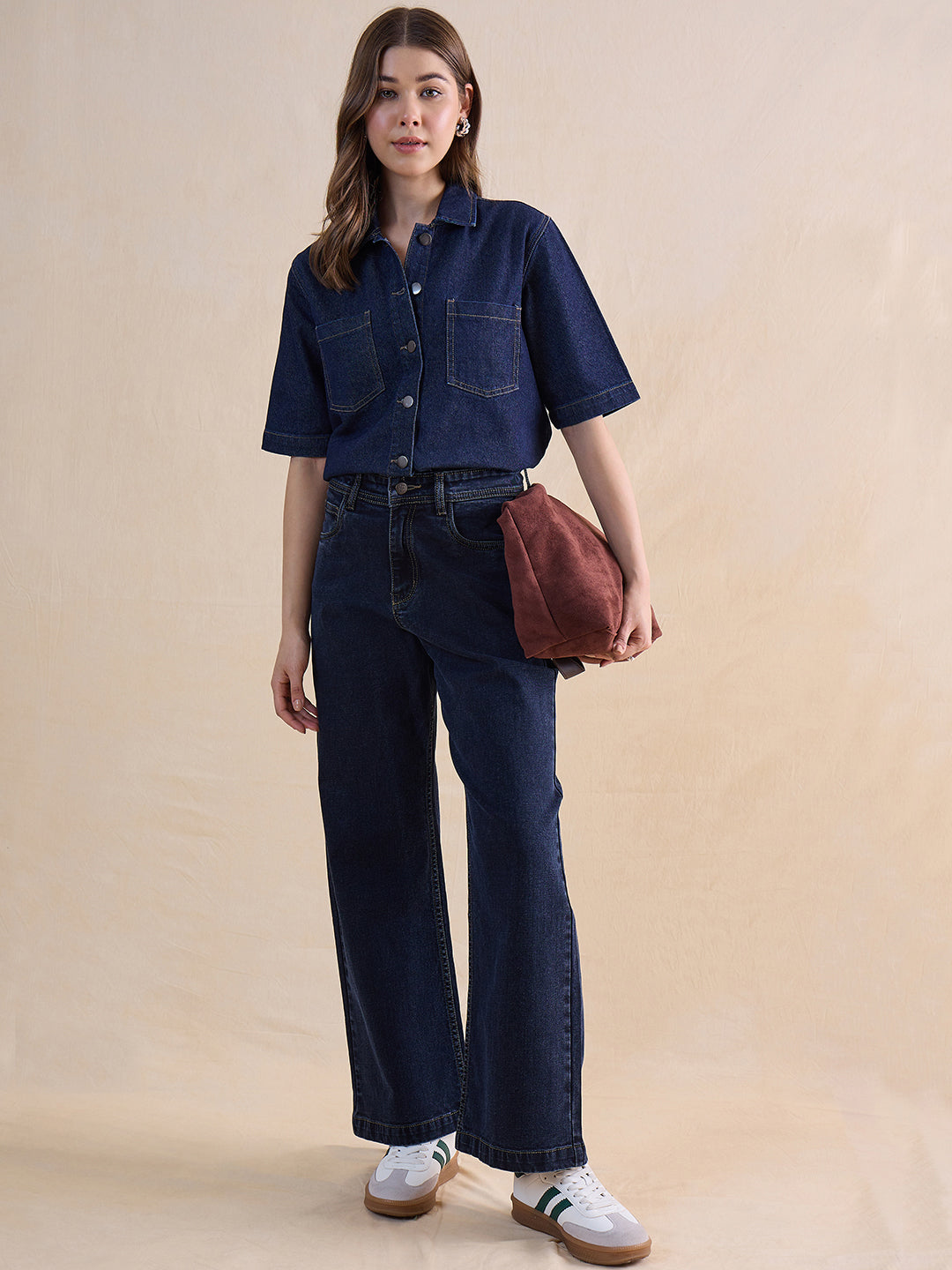 Dark Blue Denim Half Sleeves Shirt