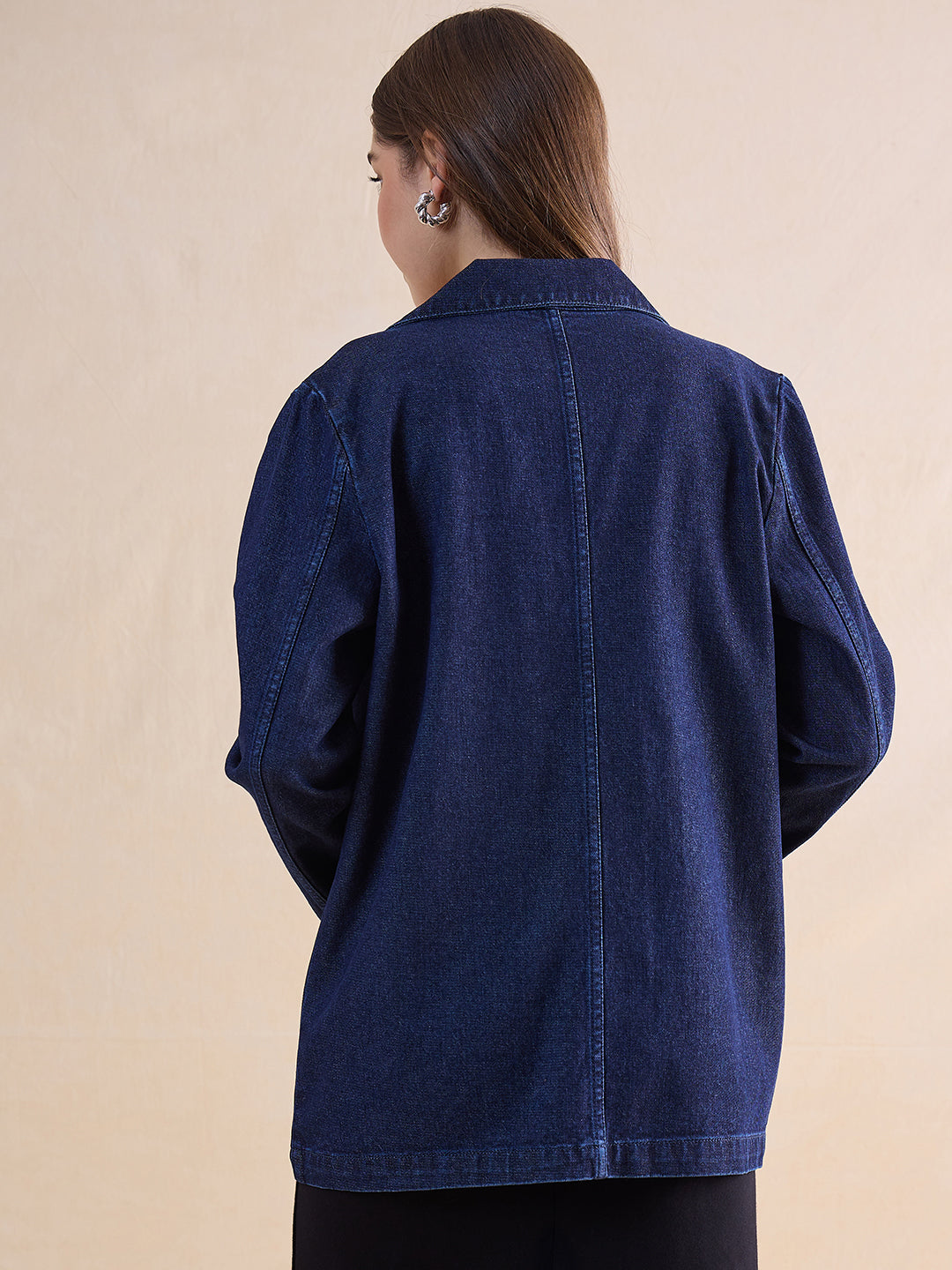 Navy Blue Denim Blazer