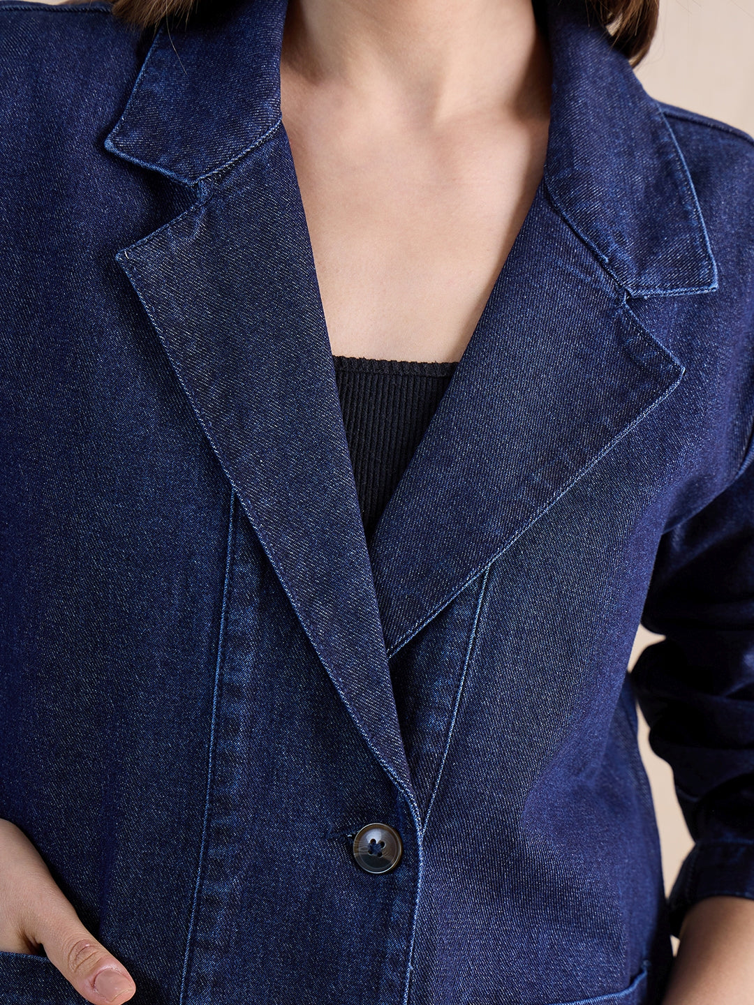 Navy Blue Denim Blazer