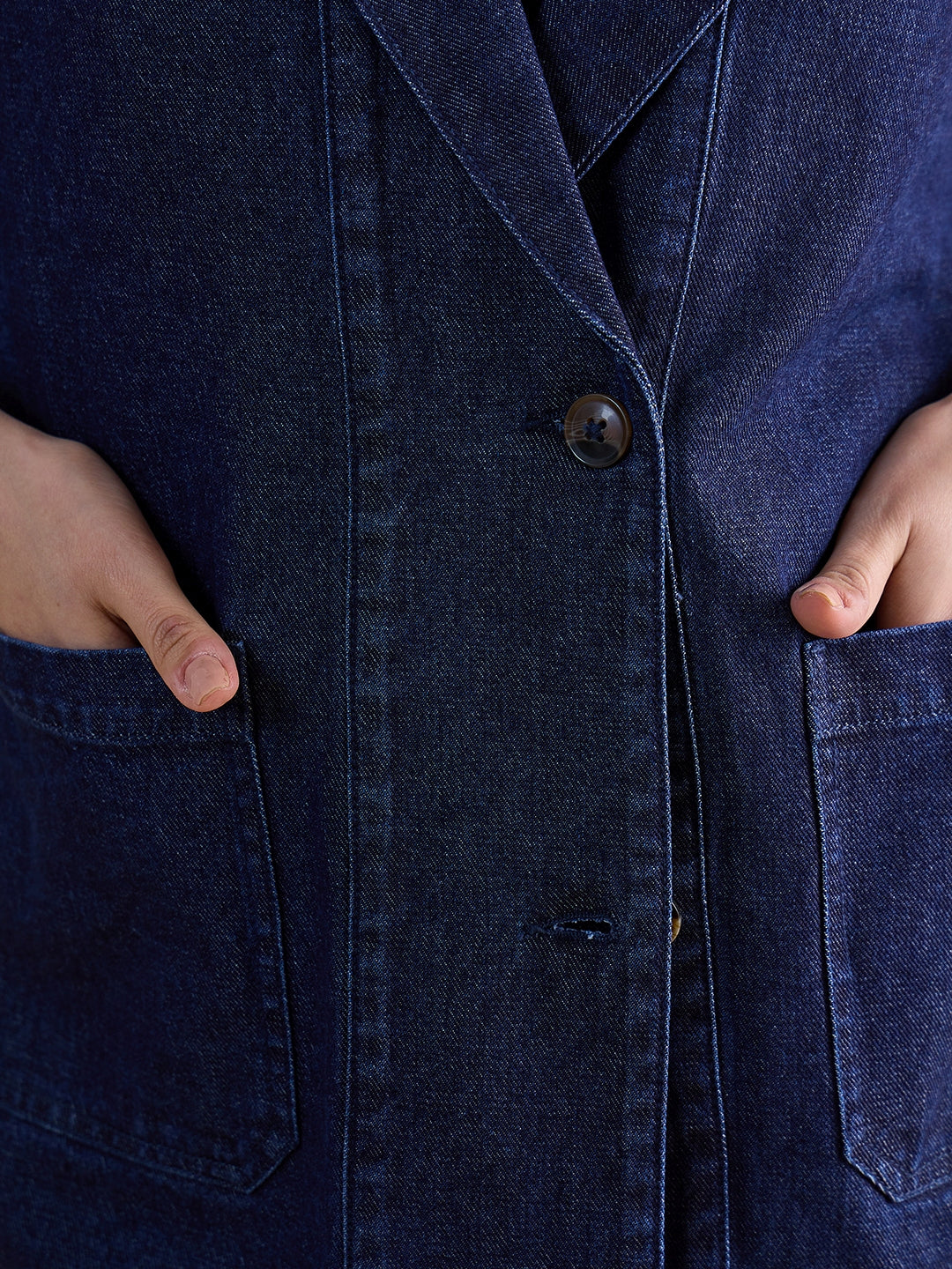 Navy Blue Oversized Denim Blazer