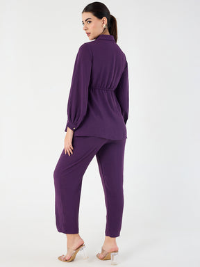 Purple Button Down Co-Ord Set