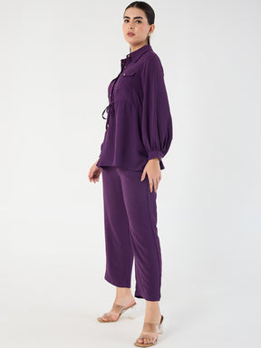 Purple Button Down Co-Ord Set