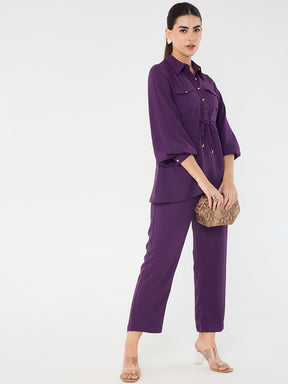 Purple Button Down Co-Ord Set