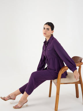 Purple Button Down Co-Ord Set
