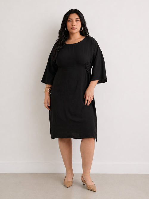 Black Knot Detail Midi Dress