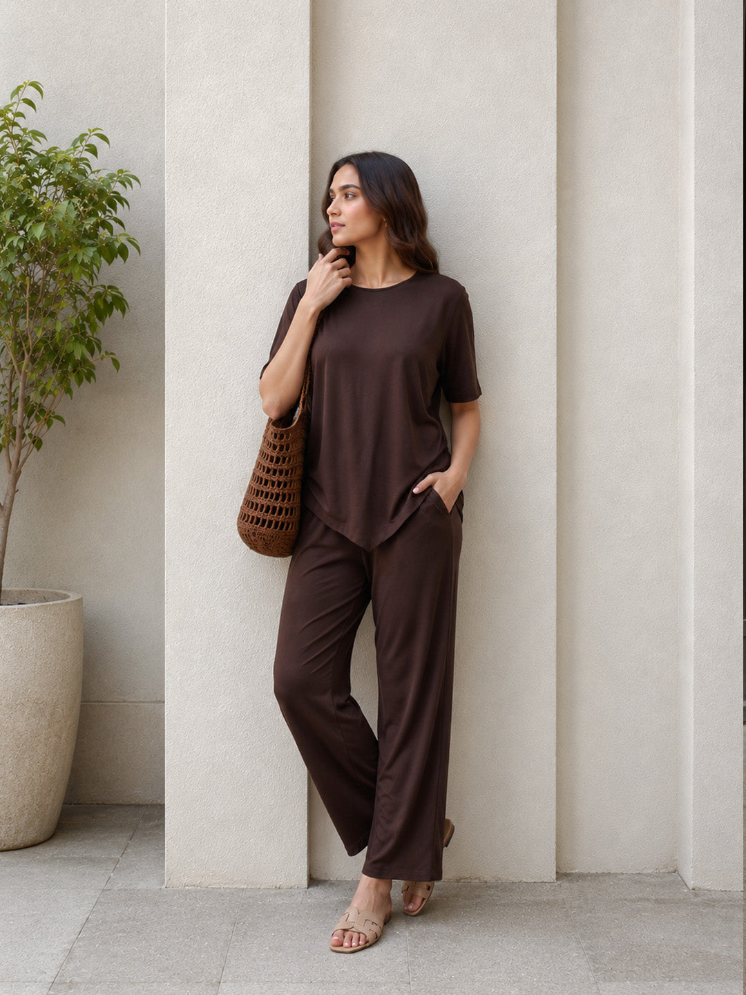 UltraSoft Bamboo Mocha Asymmetrical Co-Ord