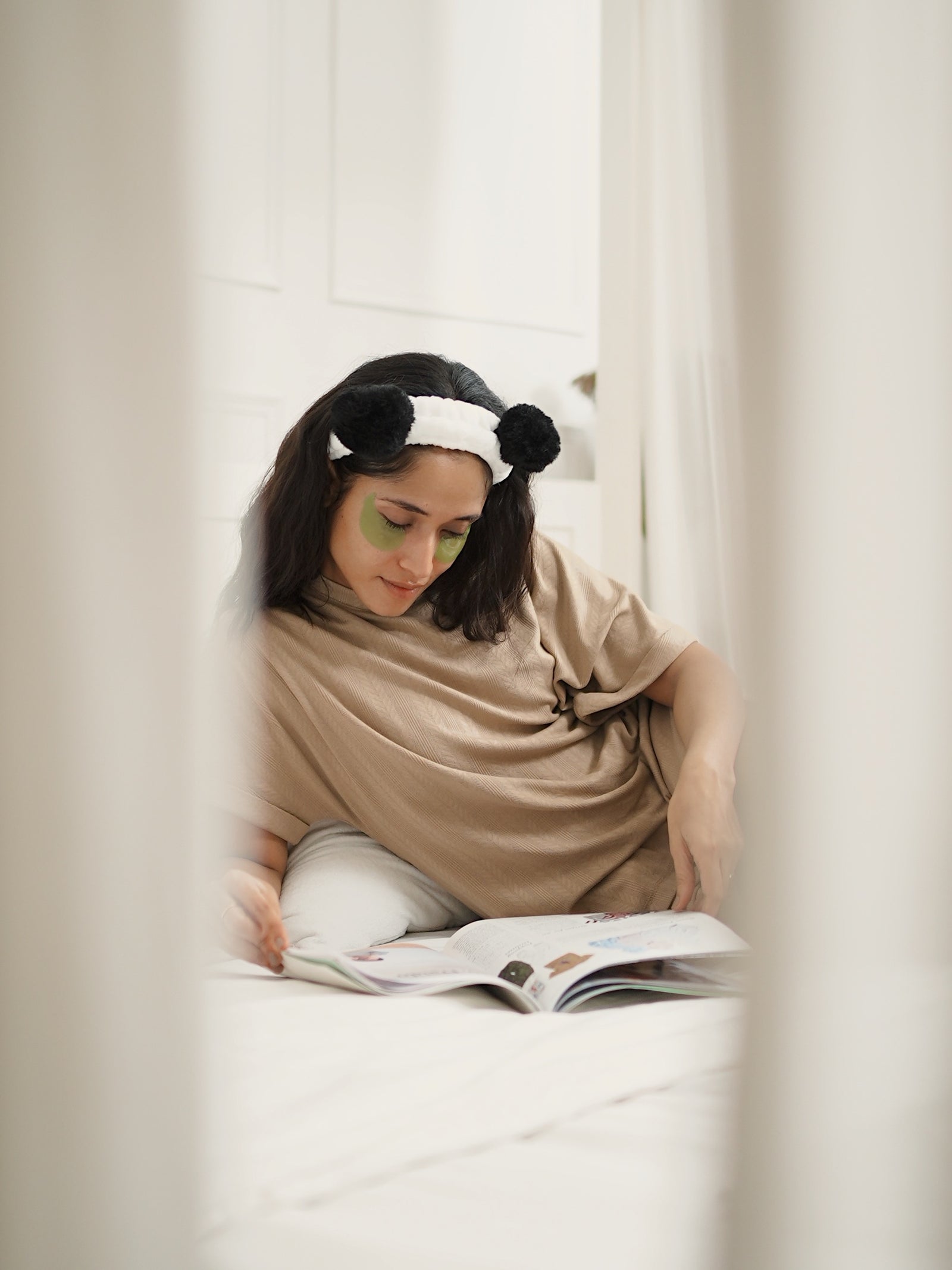 Beige Round Neck Textured Jersey Co-Ord Set