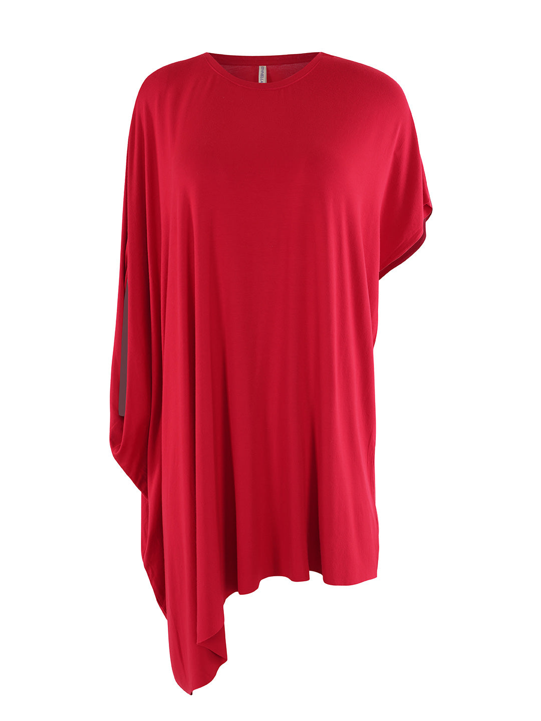Bamboo Red Knit Oversize  Asymmetrical Top