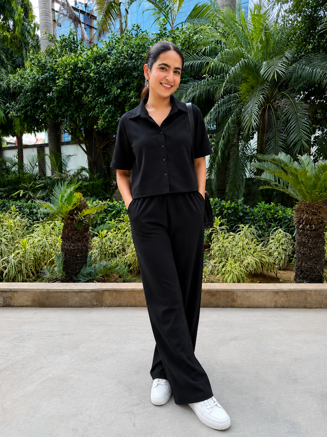 Black With Contrast Stitch Knit Co-Ord