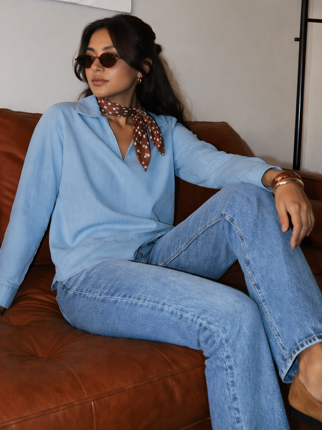 DenimLite Light Blue Relaxed Fit Top