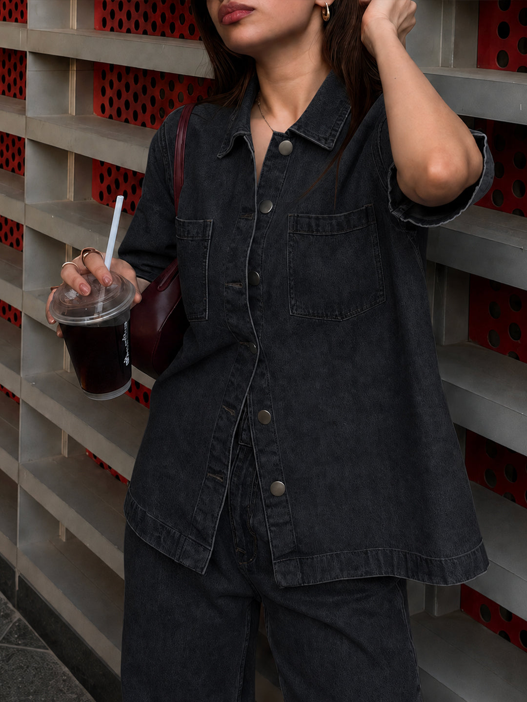 DenimClassic Black Half Sleeves Shirt