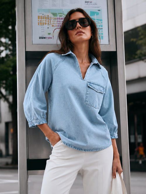 DenimClassic Ice Blue Raglan Sleeve Top