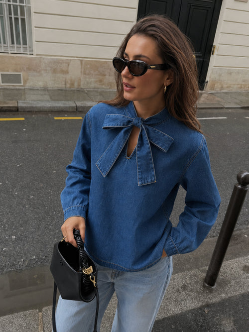 DenimLite Navy Tie-Up top